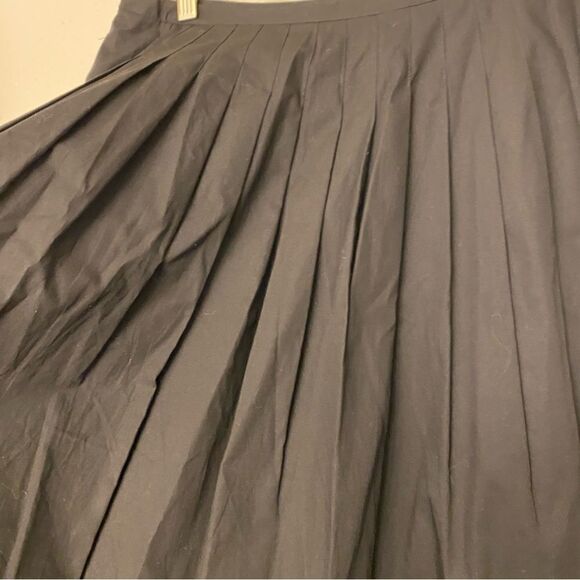 Talbots 100% Cotton Pleated Midi a line Flared Skirt Black seed Beaded hem -12P - Picture 8 of 11